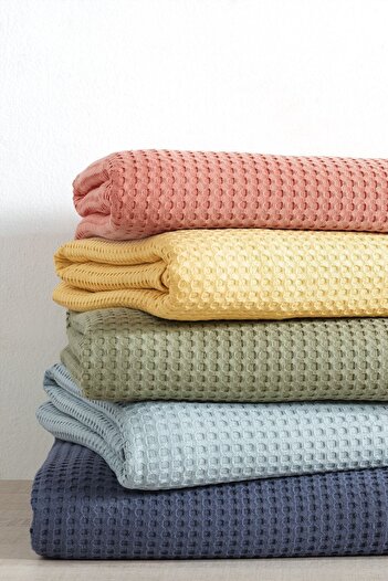 Cote Blanc Orange Waffle Pique Blanket - Double, 100% Cotton, 200x260