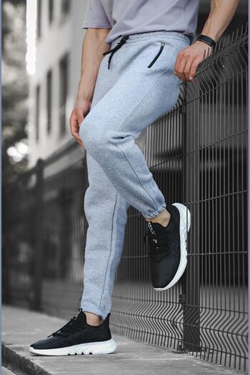 Oksit Vitaliy Cotton Thick Three Thread Raised Zipper Detailed Basic Sweatpants