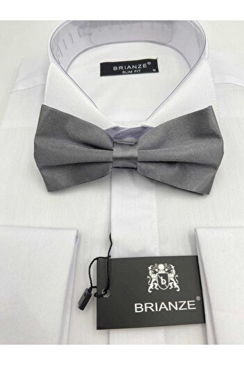 Brianze Satin Bow Tie - Smoke Grey, Solid Color