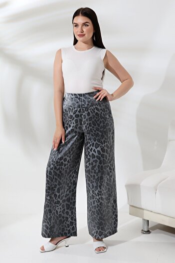 akgül giyim New Season Summer - Comfortable Anthracite Gray Elastic Waist Pants