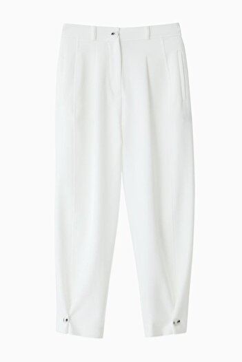 Puane Carrot Type Trousers with Pleated Legs and Stylish Button Detail 18123