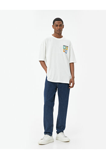 Koton Βαμβακερό μπλουζάκι Oversize - Animal print, κοντό μανίκι, λαιμόκοψη