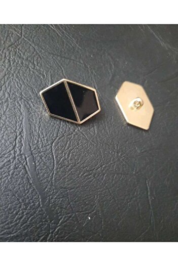 İMREN AKSESUAR Black Enameled Gold Hanger Coated Metal Button 2.5 cm 1 Pack 5 Pieces