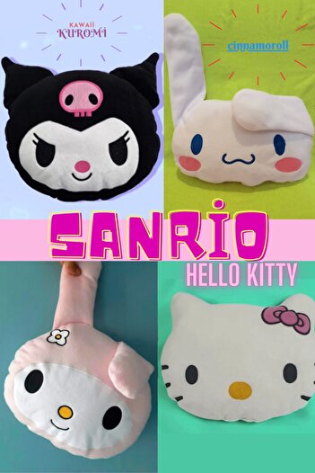 Kollektif 4 Lü Sanrio Kuromi Kawaii My Melody Hello Kitty Peluş Yastık Anime Hediye Tarz Çocuk Genç