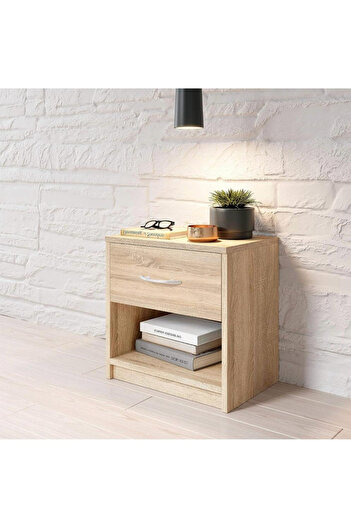 Modern home Modern Yellow Nightstand with Drawer and Shelf Storage - Stylish and Compact Side Table