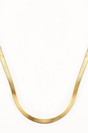Marie Claire 18 Ayar Altın Kaplama Gümüş Yassı Zincir Kolye 40cm