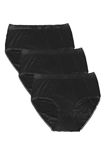 FSM1453 Γυναικείο Modal Λεπτό Ύφασμα Ψηλόμεσο Bato Slip Lycra Lace εσώρουχο 3 τεμαχίων