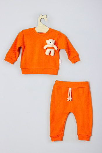 ADABEBEK Stylish Teddy Bear Corded Top and Bottom Baby Set