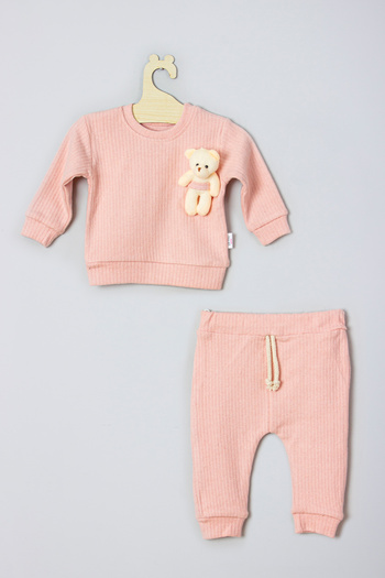 ADABEBEK Stylish Teddy Bear Corded Top and Bottom Baby Set