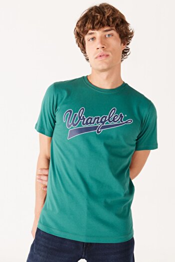 WRANGLER Green Crew Neck 100% Cotton Regular Fit T-Shirt