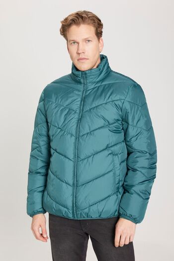 WRANGLER Regular Fit Regular Cut Stand Collar Men's Green Puffer Jacket