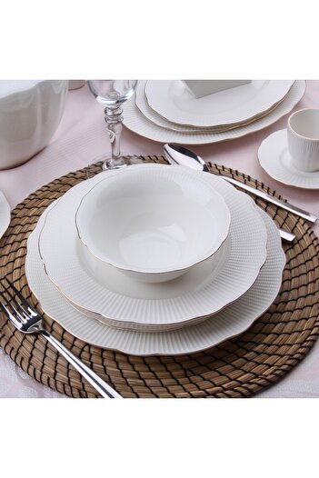 Kütahya Porselen 24 cm İlay Boat Plate - Gold Net