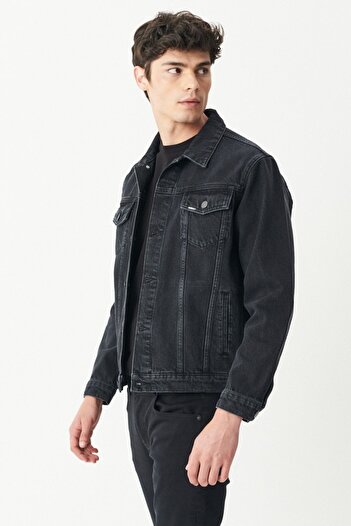 Riders by Lee Anthracite Color Trucker Jeans - 100% Cotton, Regular Fit Denim Jacket