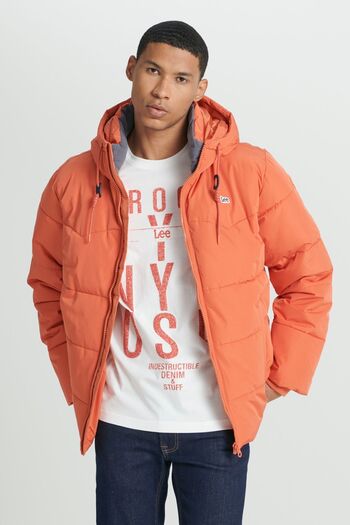 Lee Orange Hooded Puffer Jacket - Regular Fit