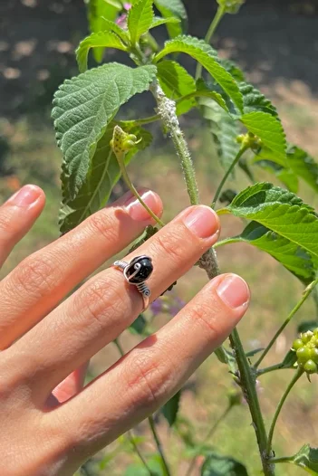MAZEN Handmade Ring with Agate Natural Stone and Adjustable