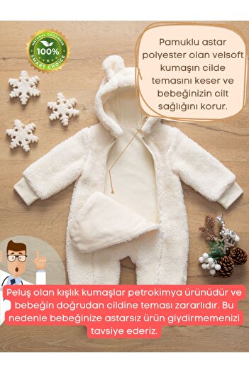Sarebaby Pofuduk Serisi Kışlık Uyku Tulumu 2 Tog Oeko-tex Sertifikalı %100 Pamuk Astarlı