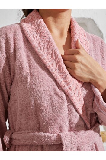 Homelover Γυναικείο μπουρνούζι από 100% βαμβακερό ροζ ειδικής σχεδίασης εξαιρετικά μαλακό σάλι