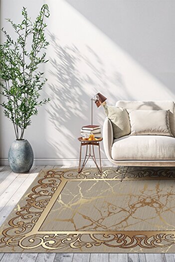YTR HOME Dijital Baskı Yıkanabilir Kaymaz Taban Dekoratif Salon Mutfak Halısı Yolluk