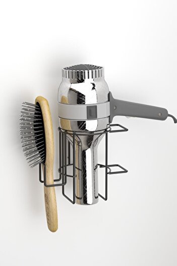 Teknotel Hair Dryer and Blow Dryer Holder Hanger - Adhesive, Matte Black St162