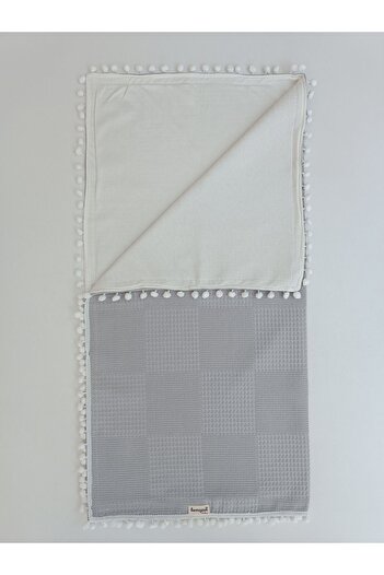 Tomuycuk Gray Baby Boy Blanket - 100% Cotton, Natural Organic, Double Sided Sleeping Blanket 86x86cm