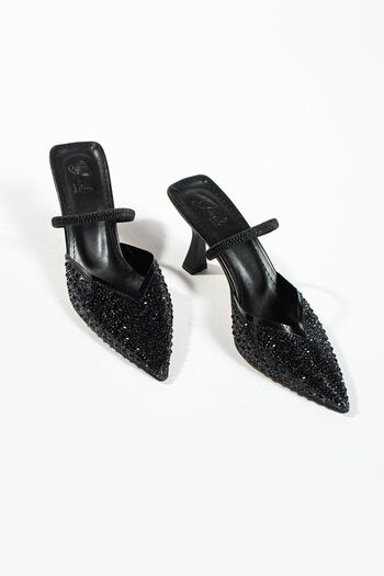 DUXAL SHOES Gale Pearl Detail Open Back Heeled Shoes