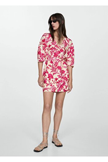 MANGO Woman Wrapped Cut Floral Patterned Dress