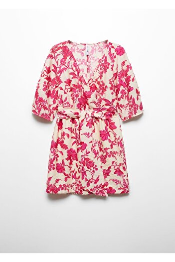 MANGO Woman Çiçek desenli anvelop elbise