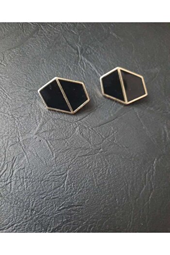 İMREN AKSESUAR Black Enameled Gold Hanger Coated Metal Button 2.5 cm 1 Pack 5 Pieces