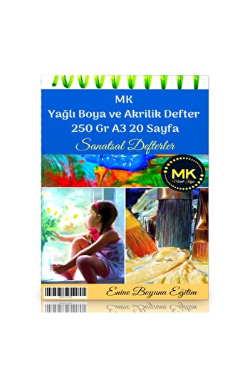 Enine Boyuna Eğitim 250 Gr A3 - Caiet de 20 de pagini Mk pentru vopsea în ulei și acril