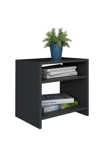 Modern home Modern Black Side  & Night Table with Shelves - Sleek and Functional Storage Solution