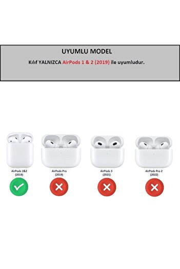 Tagomoon 1-2 Uyumlu Kılıf Süslü Kalp Desenli Fiyonk Boncuk Askılı Silikon Kulaklık Kılıfı