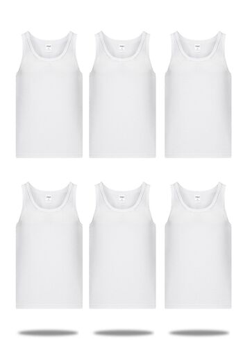 FSM1453 Men's Bamboo Cotton Classic White Undershirt 6 Pack -430