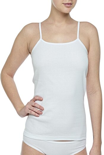 FSM1453 Women's Cotton Rope Strappy Combed Jacket Ribanna Classic Colored Undershirt6 Pcs -2000