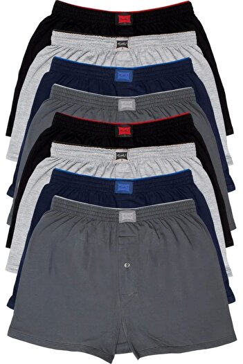 ENTAHA Tutku Men's Mixed Color 4 Pieces Combed Cotton Buttoned Boxers