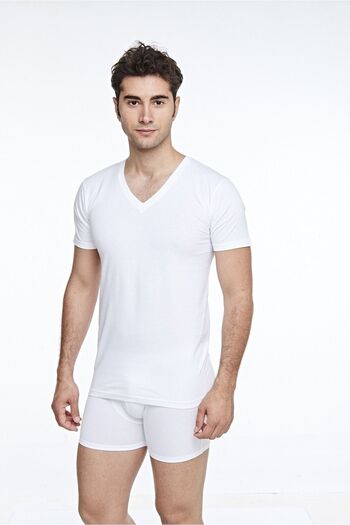 FSM1453 Men's Cotton V-neck Short Sleeve Undershirt 6-pack -412-(440)