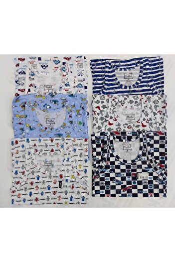 Tutku Poky Boy's Mixed Color Elastane 6-Piece Undershirt