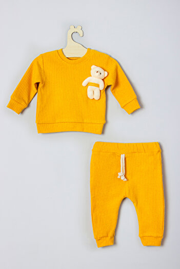 ADABEBEK Stylish Teddy Bear Corded Top and Bottom Baby Set