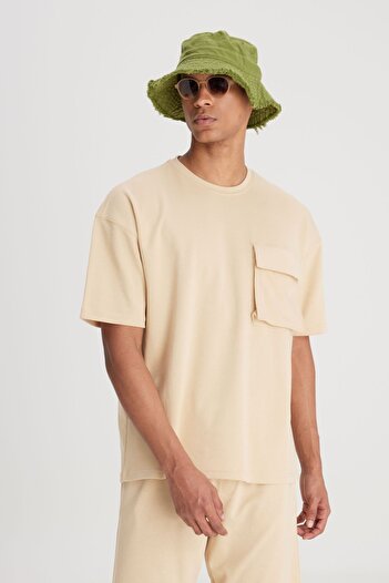 Lee Beige Color - Crew Neck, Relaxed FitLooseFit T-shirt
