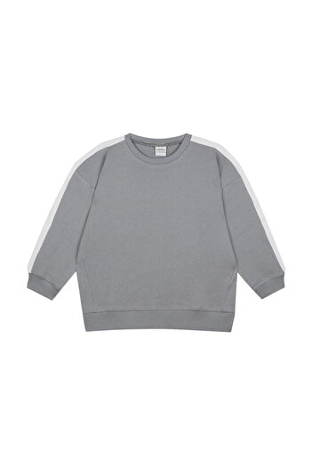 Antebies White Contrast Gray Sweatshirt and Pants Set