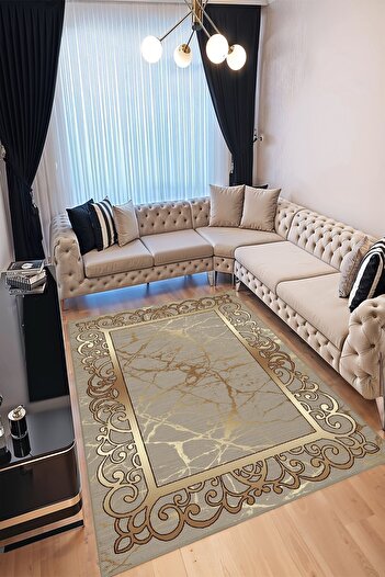 YTR HOME Dijital Baskı Yıkanabilir Kaymaz Taban Dekoratif Salon Mutfak Halısı Yolluk