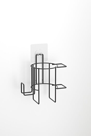 Teknotel Hair Dryer and Blow Dryer Holder Hanger - Adhesive, Matte Black St162