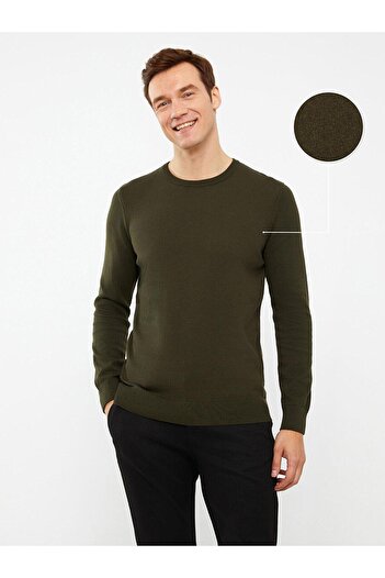 LC Waikiki Lcwaikiki Indigo Melange Men's Knitwear Sweater - Long Sleeve, Crew Neck