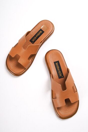 NESLİHAN KÖK Women's Genuine Leather Daily Orthopedic Slippers