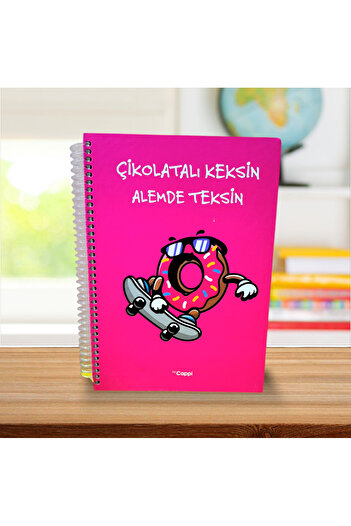 ÇİLEKHOMEAVM DONUT Patterned School Notebook with Hard Cover - for Daily Memory And AGenda