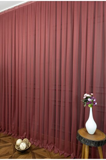 Esse Home Plain Tulle Curtain Grek Claret Red, 300x270, Sparse Pleat, 1/2