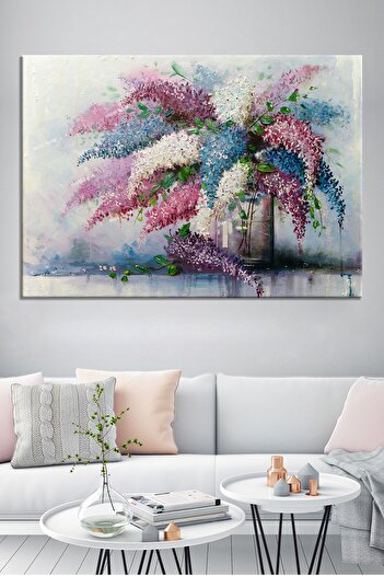 Morfil Sanat Atölyesi Lilac Hyacinth Oil Painting Look Canvas Print