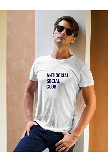 Raf Coll Μπλουζάκι Unisex White Crew Neck Slim Fit με ψηφιακή εκτύπωση