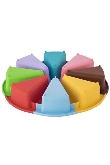 Tantitoni Silikon Karışık Renkli Dilimli Yuvarlak Kek Kalıbı 27x2 cm