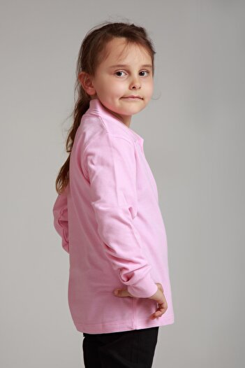 Dragora Uzun Kollu Polo Yaka Pembe Penye