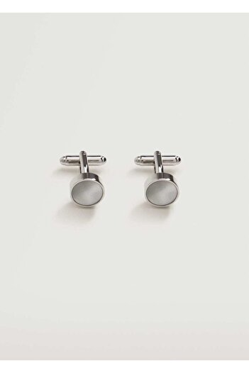 MANGO Man Men's White Pearl Cufflink